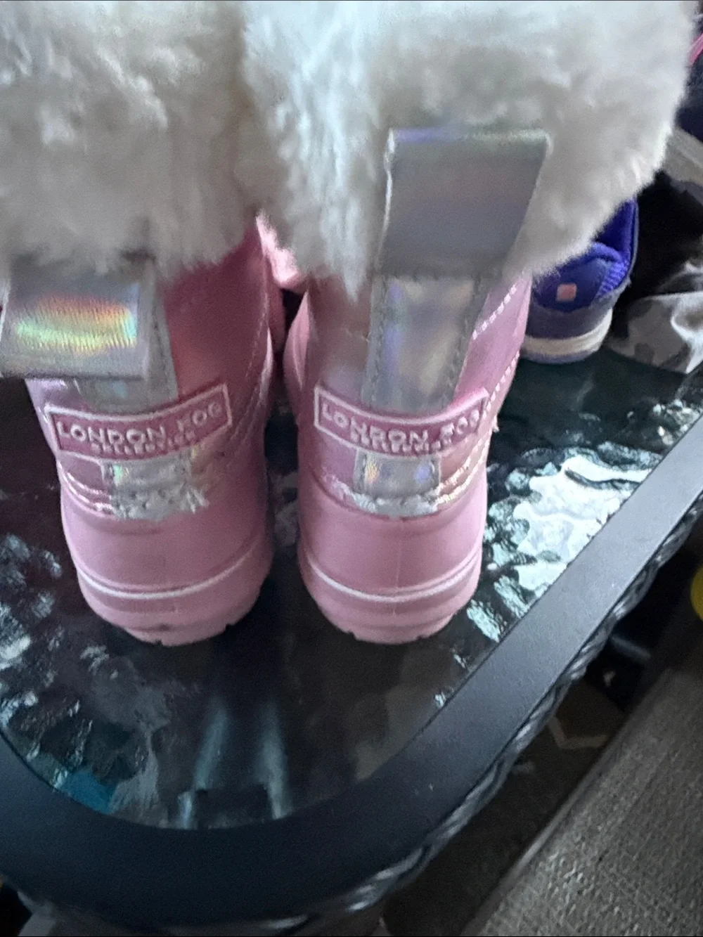 London Fog Pink Girls Faux-Fur Lace-Up Winter Boots